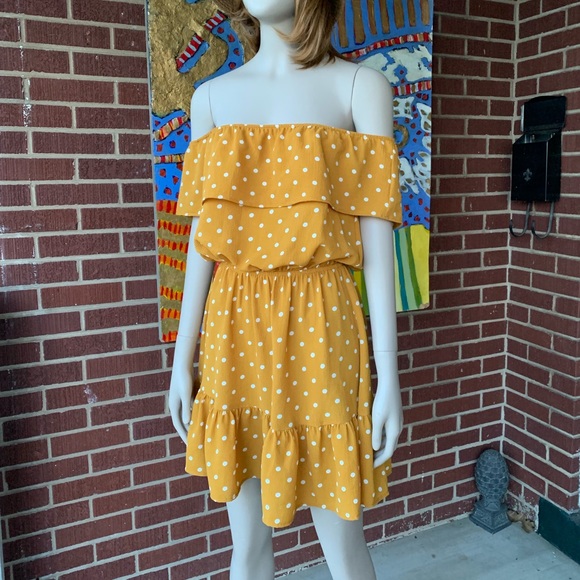 Charlotte Russe Dark Mustard Yellow PolkaDot Dress - Picture 5 of 8